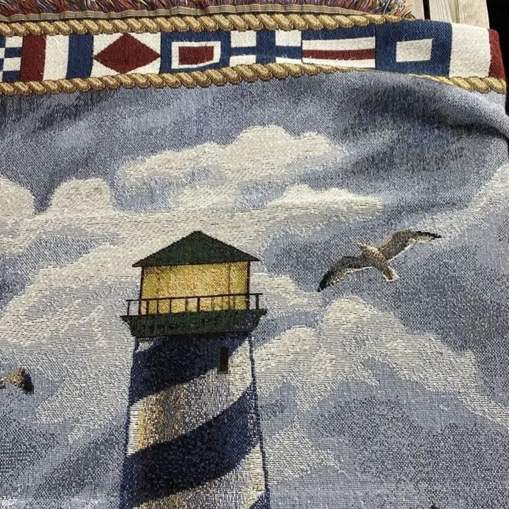 Coastal Sea Nautical Lighthouse Tapestry Wall Hanging 56X46.5